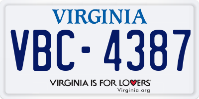 VA license plate VBC4387