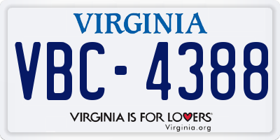 VA license plate VBC4388