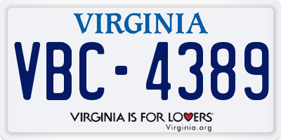 VA license plate VBC4389