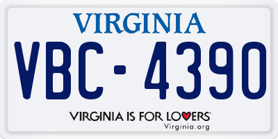VA license plate VBC4390
