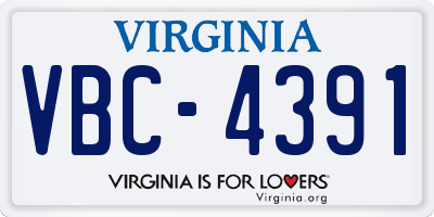 VA license plate VBC4391