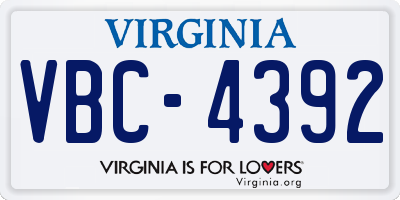 VA license plate VBC4392