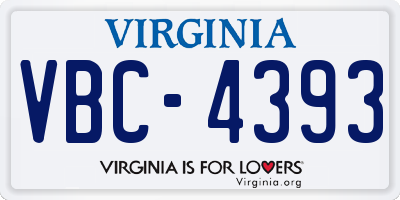 VA license plate VBC4393