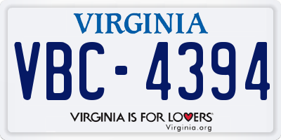 VA license plate VBC4394