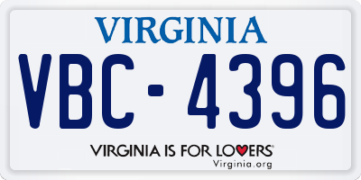 VA license plate VBC4396