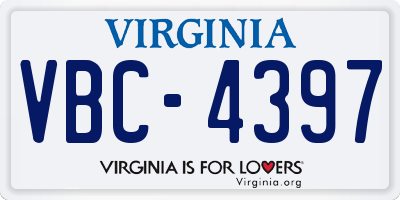 VA license plate VBC4397