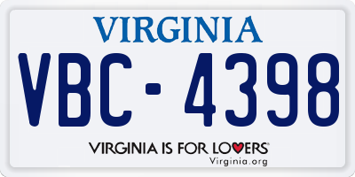 VA license plate VBC4398