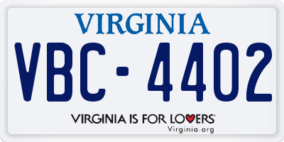 VA license plate VBC4402