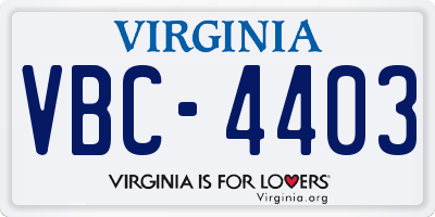 VA license plate VBC4403