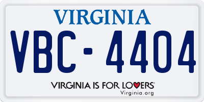 VA license plate VBC4404