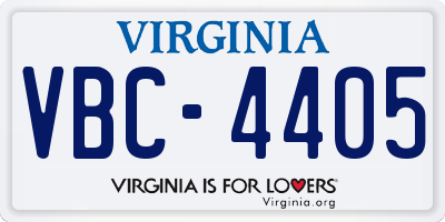 VA license plate VBC4405