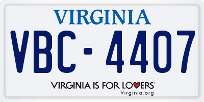 VA license plate VBC4407