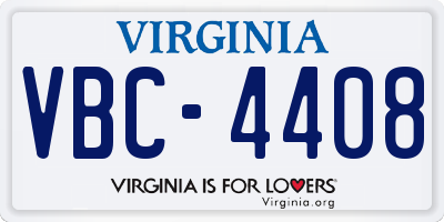 VA license plate VBC4408
