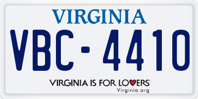 VA license plate VBC4410