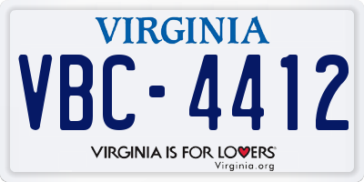 VA license plate VBC4412