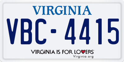 VA license plate VBC4415