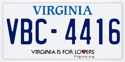 VA license plate VBC4416