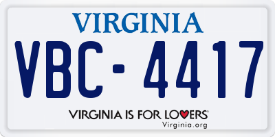 VA license plate VBC4417