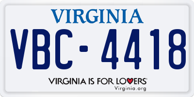 VA license plate VBC4418