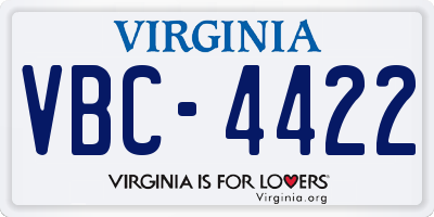 VA license plate VBC4422