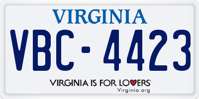 VA license plate VBC4423