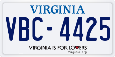 VA license plate VBC4425
