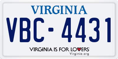 VA license plate VBC4431