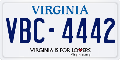 VA license plate VBC4442