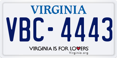 VA license plate VBC4443