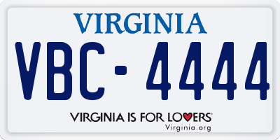VA license plate VBC4444