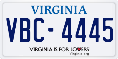 VA license plate VBC4445