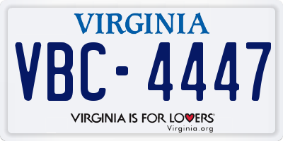 VA license plate VBC4447