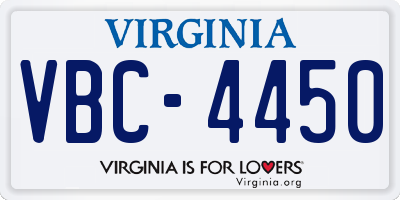 VA license plate VBC4450