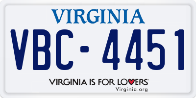 VA license plate VBC4451