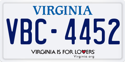 VA license plate VBC4452