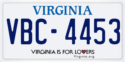VA license plate VBC4453