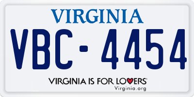 VA license plate VBC4454