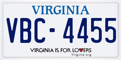 VA license plate VBC4455