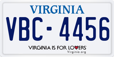 VA license plate VBC4456