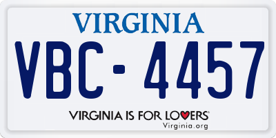 VA license plate VBC4457