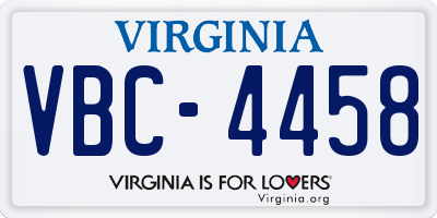 VA license plate VBC4458