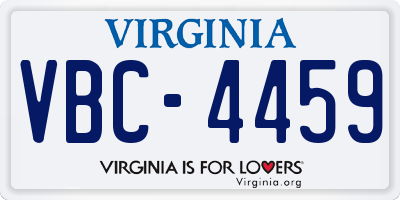 VA license plate VBC4459