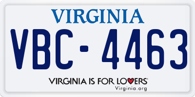 VA license plate VBC4463