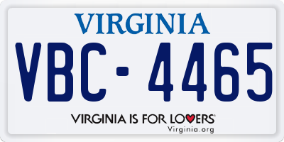 VA license plate VBC4465