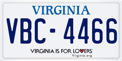 VA license plate VBC4466