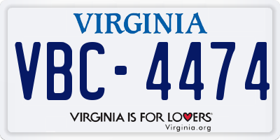 VA license plate VBC4474