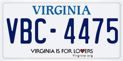 VA license plate VBC4475