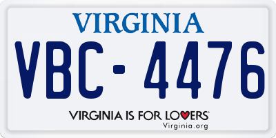 VA license plate VBC4476