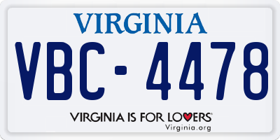 VA license plate VBC4478