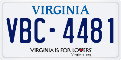 VA license plate VBC4481